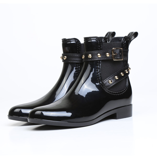 Fashion Black Women PVC Rain Boots