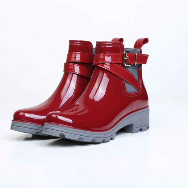 Fashion Red Women PVC Rain Boots