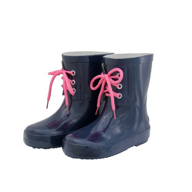 Lace-up Black Rubber Rain Boots