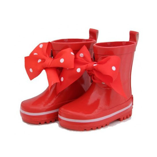 Red Bow Kids Rubber Rain Boots