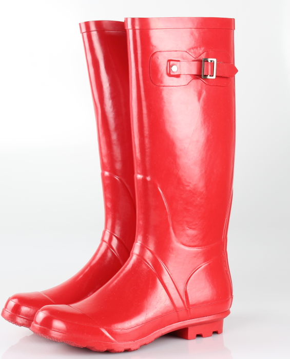 Fashion Red Women Rubber Rain Boots