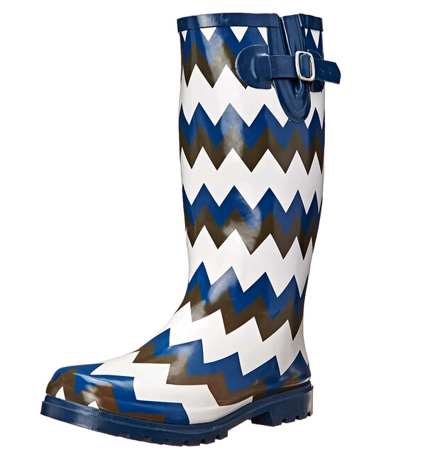 Balck-white Women Rubber Rain Boots