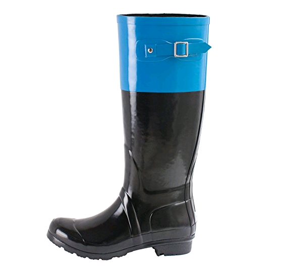 Black-blue Women Rubber Rain Boots