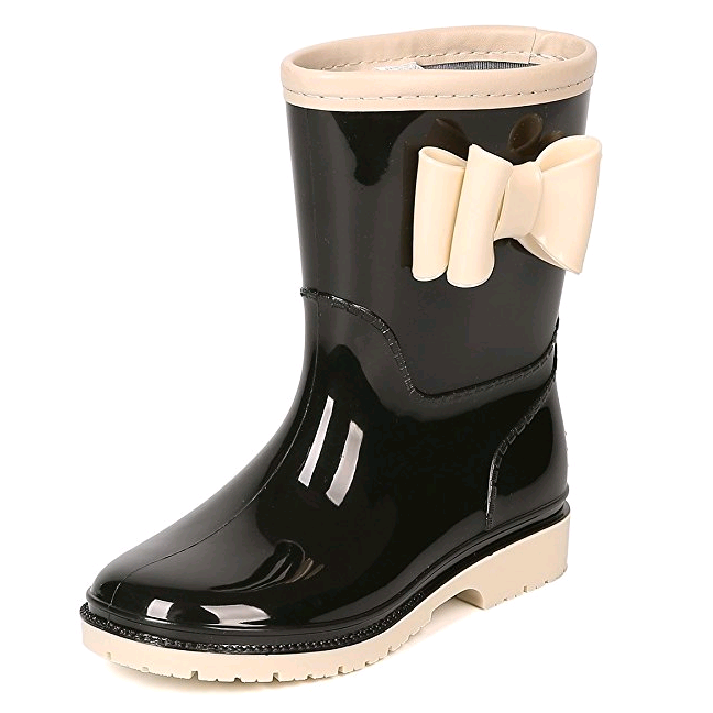 Fashion Black Bow Women PVC Rain Boots