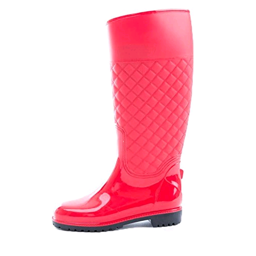 Fashion Red Women PVC Rain Boots