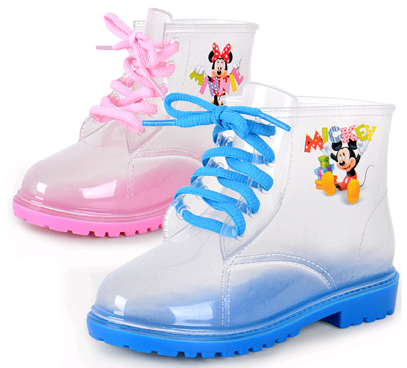 Kids pvc martin lace rain shoes