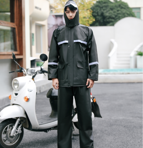 Rainwear PVC Rain Coat Lightweight Rain Jackets Packable Outdoor Hooded Windbreaker for Men