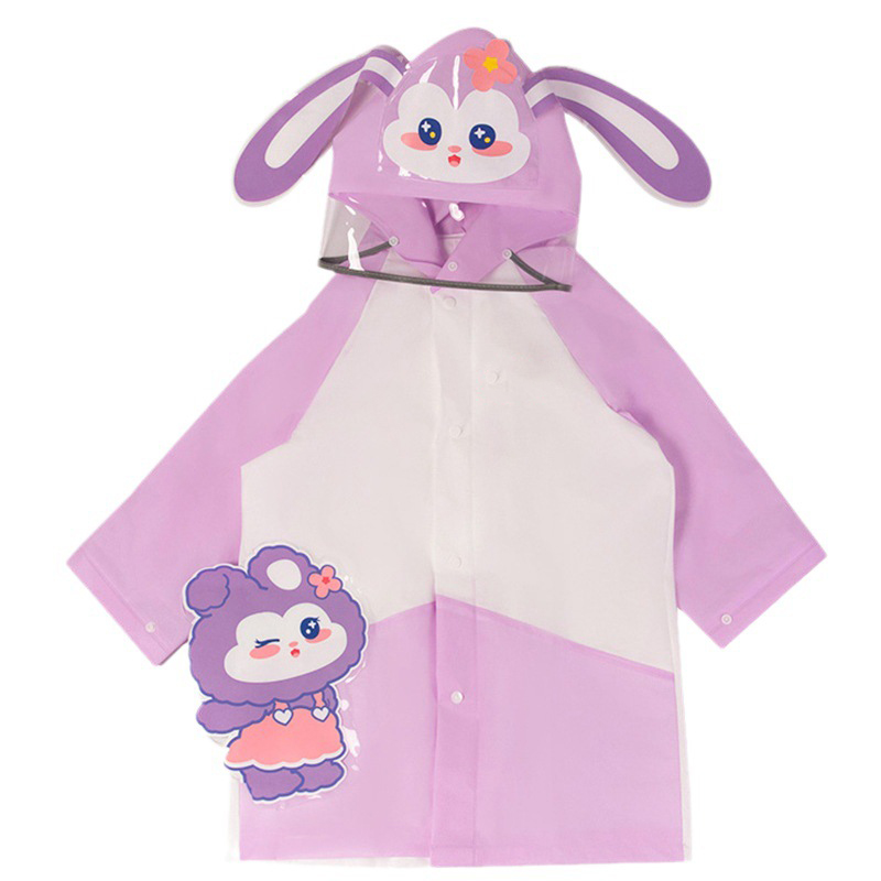 PVC Rain Coat for Gils and Boys Poncho Outdoor Travel Rainwear